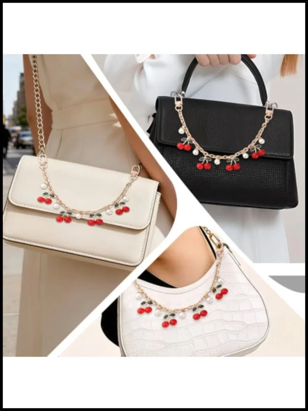 Gold Pearl Chain Bag Charms for Handbags Purses Backpacks Cute Accessory Gift